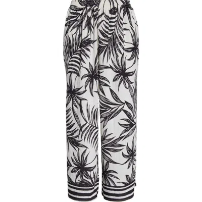 Melloday Print Wide Leg Pants In White