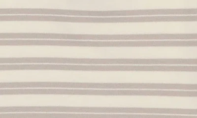 Maniere Manière Stripe Zip Short Sleeve Top In Nude