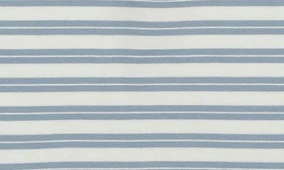 Maniere Manière Stripe Zip Short Sleeve Top In Blue