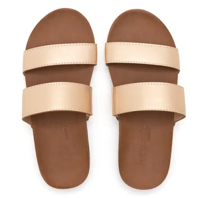Feelgoodz Womens Zensole Vistas Faux Leather Double Strap Slide Sandals