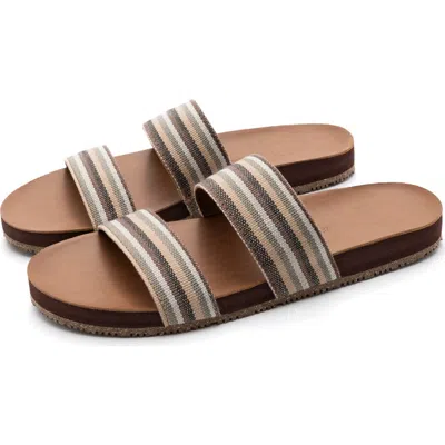 Feelgoodz Womens Zensole Vistas Faux Leather Double Strap Slide Sandals