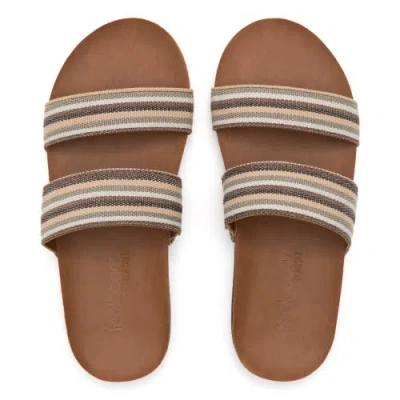 Feelgoodz Womens Zensole Vistas Faux Leather Double Strap Slide Sandals