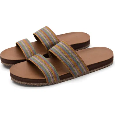 Feelgoodz Womens Zensole Vistas Faux Leather Double Strap Slide Sandals