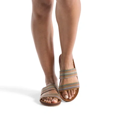 Feelgoodz Womens Zensole Vistas Faux Leather Double Strap Slide Sandals
