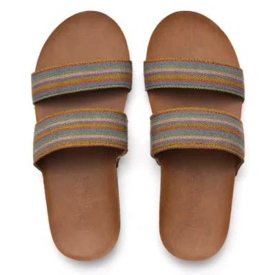 Feelgoodz Womens Zensole Vistas Faux Leather Double Strap Slide Sandals