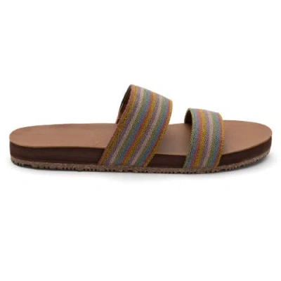 Feelgoodz Womens Zensole Vistas Faux Leather Double Strap Slide Sandals