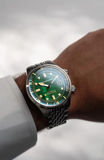 Spinnaker The Bradner Pearl Diver Emerald Tide Automatic Bracelet Watch, 42mm In Metallic
