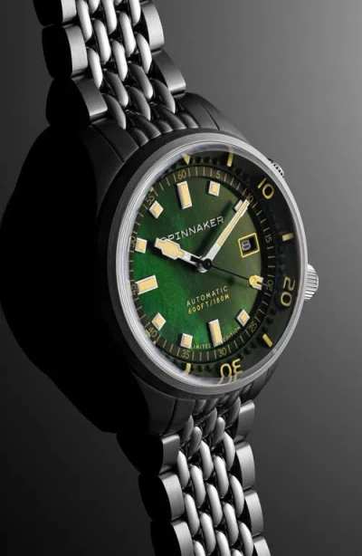 Spinnaker The Bradner Pearl Diver Emerald Tide Automatic Bracelet Watch, 42mm In Metallic