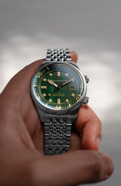 Spinnaker The Bradner Pearl Diver Emerald Tide Automatic Bracelet Watch, 42mm In Metallic