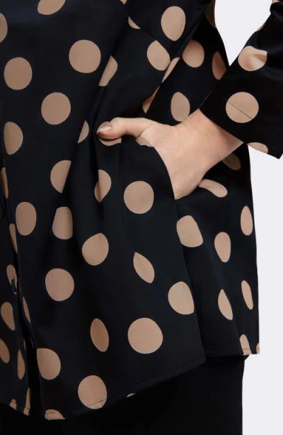 Foxcroft Carolina Dot Print Cotton Button-up Shirt In Black