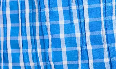 Foxcroft Carolina Crinkled Gingham Cotton Blend Shirt Jacket In Blue
