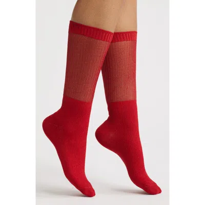 High Heel Jungle Shimmery Lights Crew Socks In Red