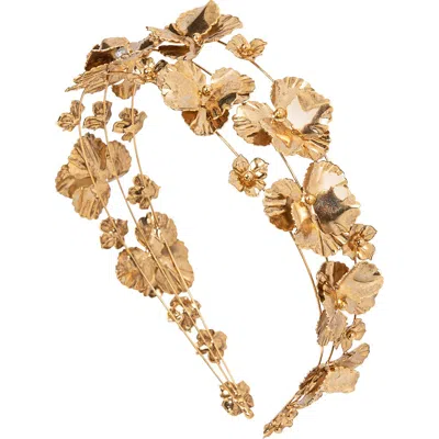 Jennifer Behr Sariyah 14k Flower Metal Headband In Gold
