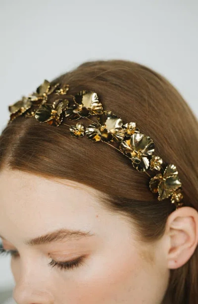 Jennifer Behr Sariyah 14k Flower Metal Headband In Gold