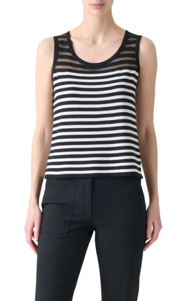Akris Punto Kodak Stripe Virgin Wool Blend Sweater Tank In Black