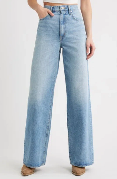 Slvrlake Grace Raw Hem High Waist Ankle Wide Leg Jeans In Blue