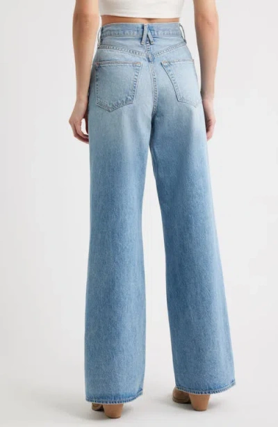 Slvrlake Grace Raw Hem High Waist Ankle Wide Leg Jeans In Blue