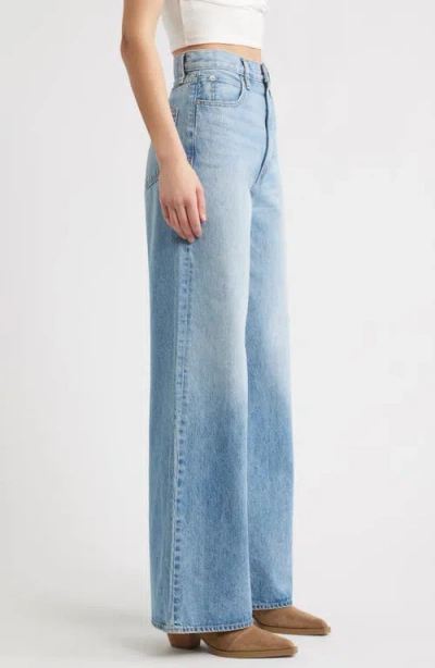 Slvrlake Grace Raw Hem High Waist Ankle Wide Leg Jeans In Blue