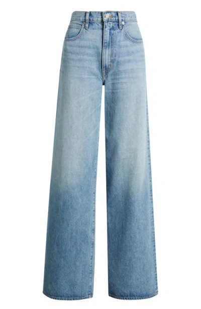 Slvrlake Grace Raw Hem High Waist Ankle Wide Leg Jeans In Blue