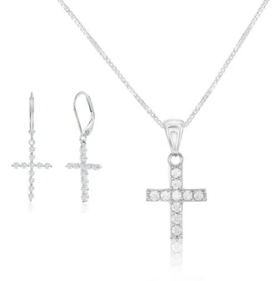 Donatello Gian Sterling Silver Cross Jewelry Set In Neutral
