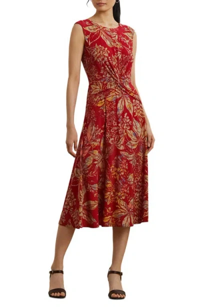 Ralph Lauren Floral Twist-front Stretch Jersey Dress In Multi
