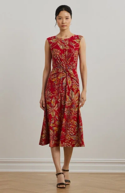 Ralph Lauren Floral Twist-front Stretch Jersey Dress In Multi