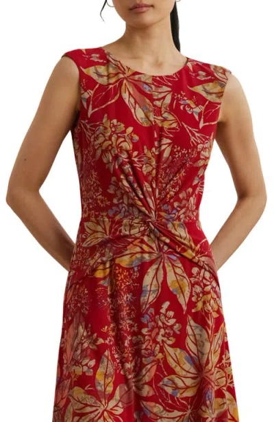 Ralph Lauren Floral Twist-front Stretch Jersey Dress In Multi