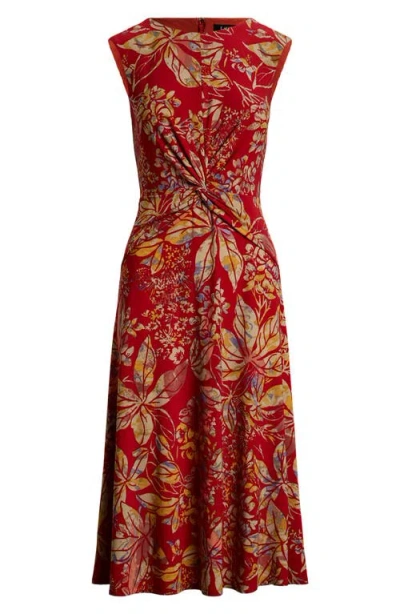 Ralph Lauren Floral Twist-front Stretch Jersey Dress In Multi