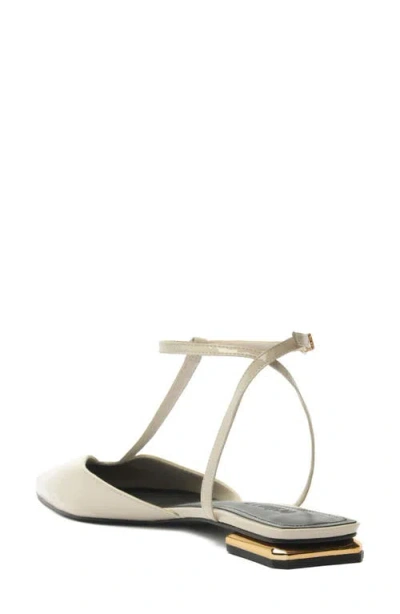 Schutz Allure Pointed Toe T-strap Flat In Neutral