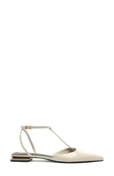 Schutz Allure Pointed Toe T-strap Flat In Neutral