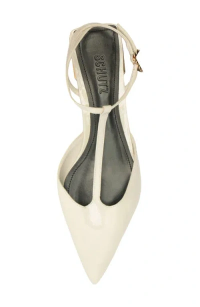 Schutz Allure Pointed Toe T-strap Flat In Neutral