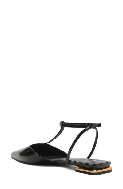 Schutz Allure Pointed Toe T-strap Flat In Black