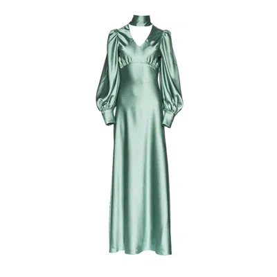 Vasiliki Atelier Women's Blue Morgan Full-sleeve Silky Dress Sea Foam