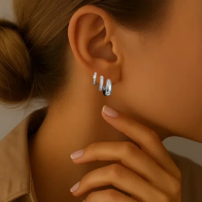 Hollywood Sensation Dainty Huggie Hoop Earrings -3 Pairs In Metallic