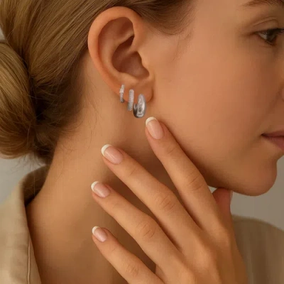 Hollywood Sensation Dainty Huggie Hoop Earrings -3 Pairs In Metallic