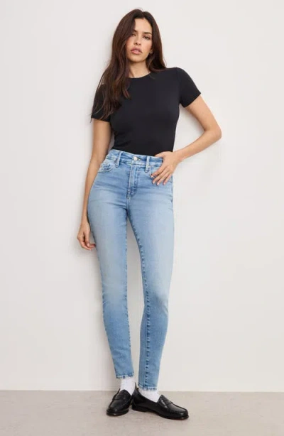 Good American Soft Tech Good Legs Distressed Skinny Jeans In Blue