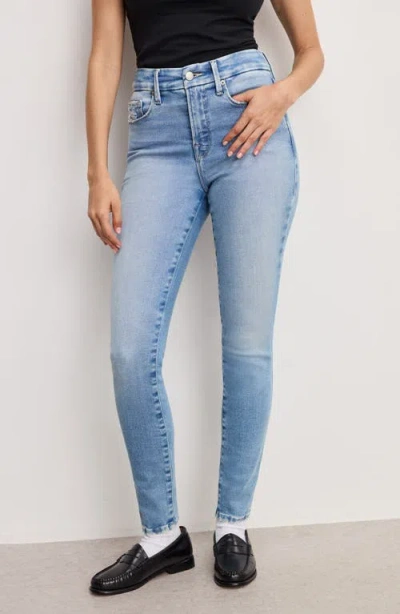Good American Soft Tech Good Legs Distressed Skinny Jeans In Blue