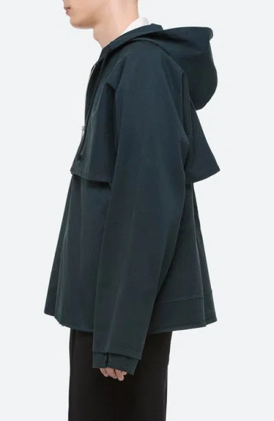 Helmut Lang Hooded Jacket With Front Pockets And Adjustable Cuffs In Blue