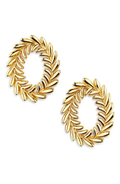 Lele Sadoughi Oval Wreath Earrings In Gold