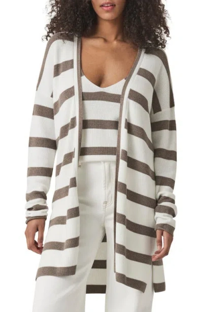Splendid Octavia Stripe Longline Cardigan In Brown