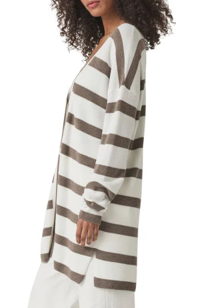 Splendid Octavia Stripe Longline Cardigan In Brown