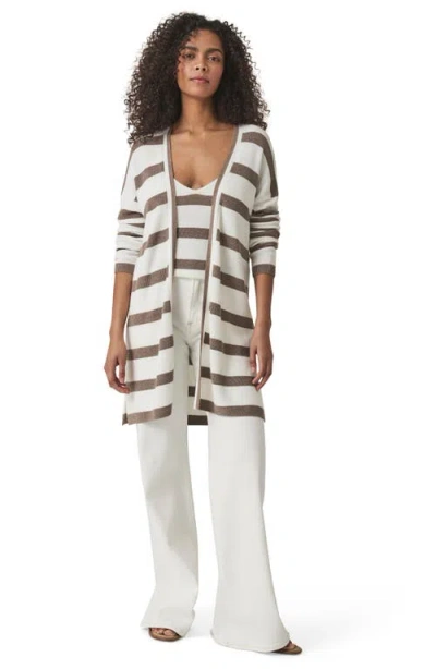 Splendid Octavia Stripe Longline Cardigan In Brown