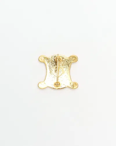Celine Céline Triomphe Rhinestone Brooch In Gold