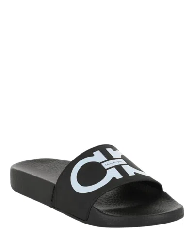 Ferragamo Gancini-print Open-toe Slides