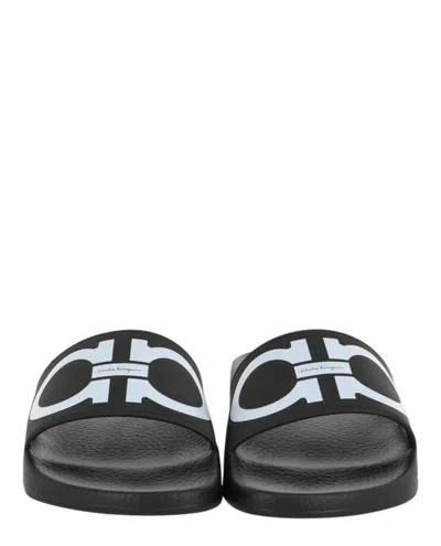 Ferragamo Gancini-print Open-toe Slides