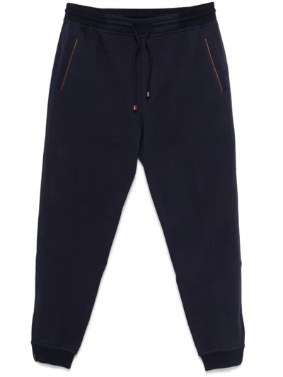 Brunello Cucinelli Navy Blue Trousers With Elasticated Drawstring In Blue