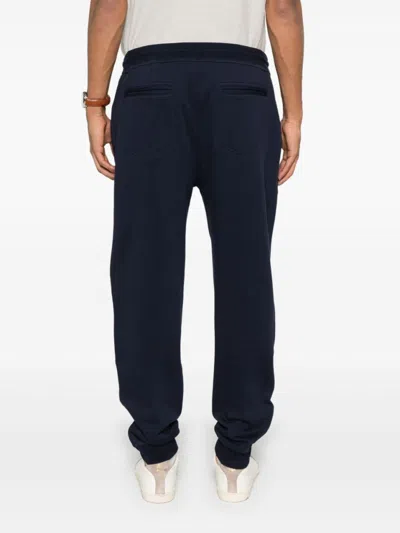 Brunello Cucinelli Navy Blue Trousers With Elasticated Drawstring In Blue