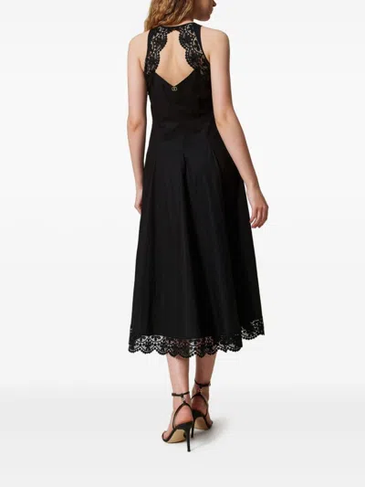 Twinset Twin-set Elegant Black Midi Dress In Black