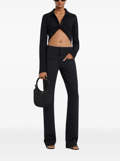 Courrèges Cropped Top With Polo Collar In Black