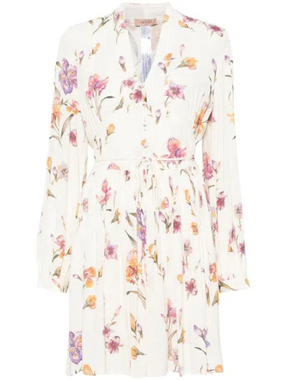 Twinset Twin-set Neutrals Floral Print Mini Dress